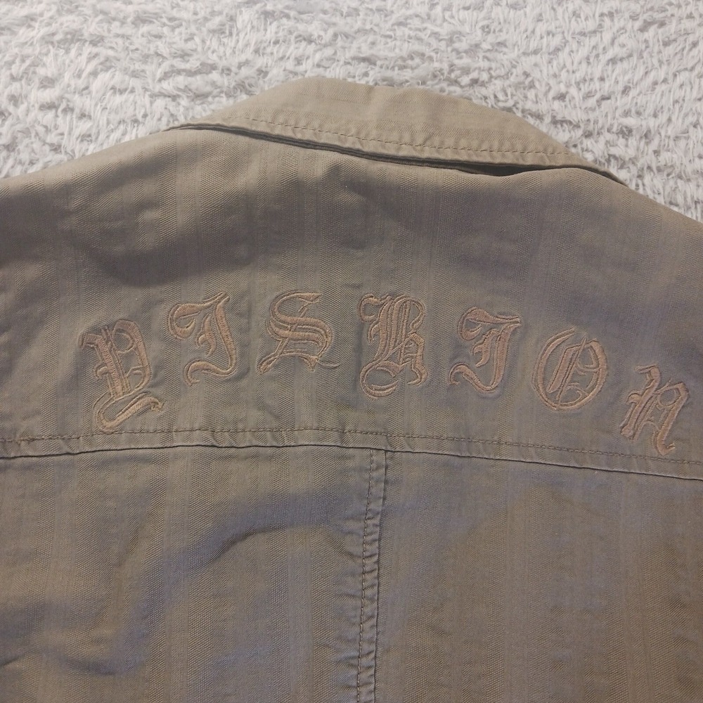 Yishion M Embroidered Military Blazer Jacket Olive Green Utility Preppy Chic - Picture 5 of 10